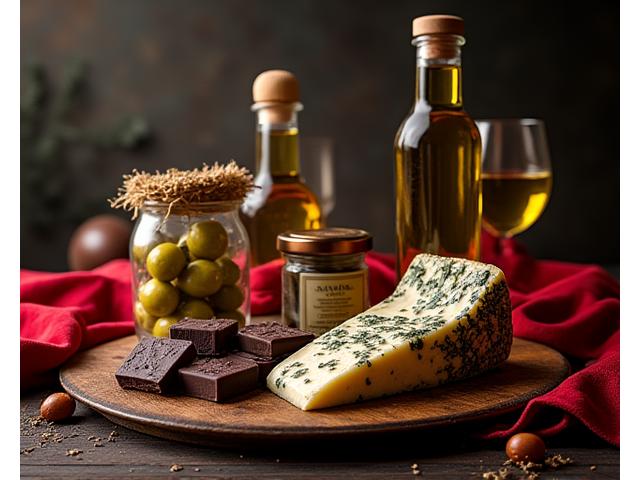 Luxury vegan hamper with premium vegan chocolates, aged cheese, and gourmet olives